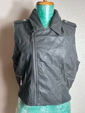 Dollhouse Black Faux Leather Moto Vest